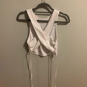 Free people white halter top crop top